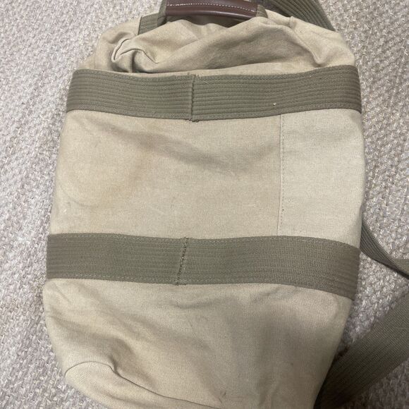 Eddie Bauer canvas duffle bag travel leather handle shoulder strap Tan Vintage - Picture 6 of 11